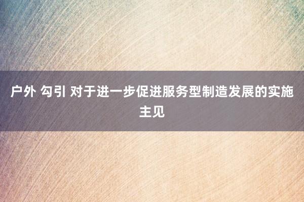 户外 勾引 对于进一步促进服务型制造发展的实施主见