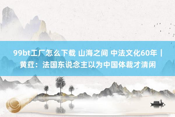 99bt工厂怎么下载 山海之间 中法文化60年｜黄荭：法国东说念主以为中国体裁才清闲
