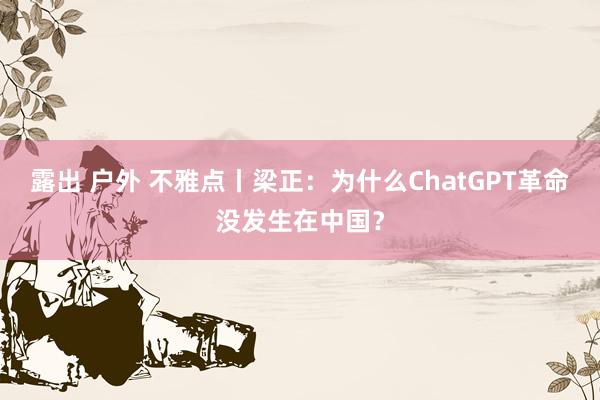 露出 户外 不雅点丨梁正：为什么ChatGPT革命没发生在中国？