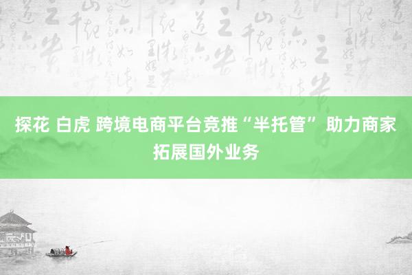 探花 白虎 跨境电商平台竞推“半托管” 助力商家拓展国外业务