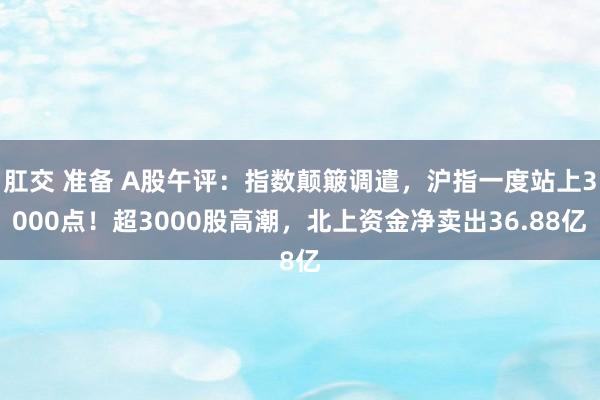 肛交 准备 A股午评：指数颠簸调遣，沪指一度站上3000点！超3000股高潮，北上资金净卖出36.88亿