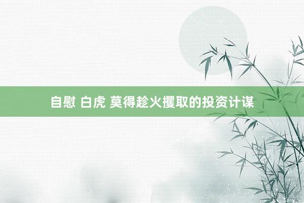 自慰 白虎 莫得趁火攫取的投资计谋