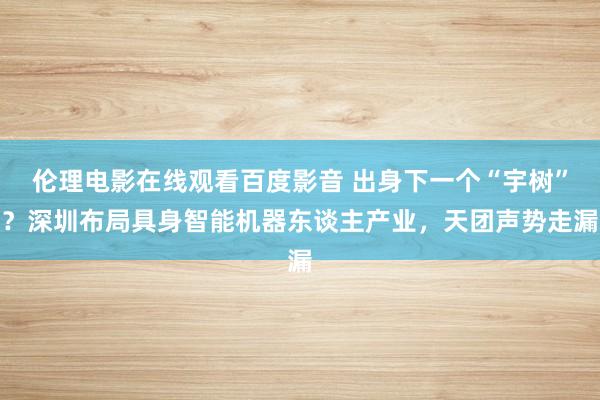 伦理电影在线观看百度影音 出身下一个“宇树”？深圳布局具身智能机器东谈主产业，天团声势走漏